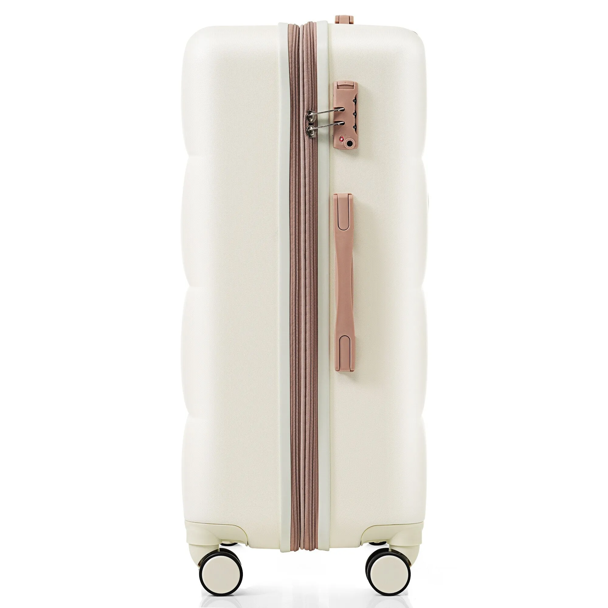 4 Piece Luggage Sets with Travel Bag and Cup Holder, 20-inch Expandable Suitcase with USB Port and 360-degree Wheels