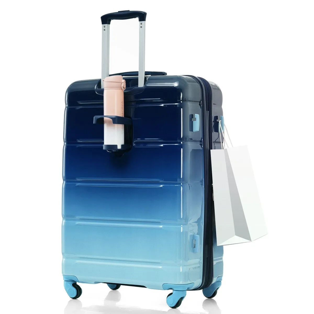 Airline Certified Carry-on Luggage Set of 3 with Cup Holder and USB Port