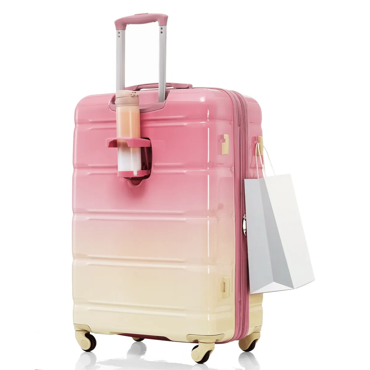 Airline Certified Carry-on Luggage Set of 3 with Cup Holder and USB Port