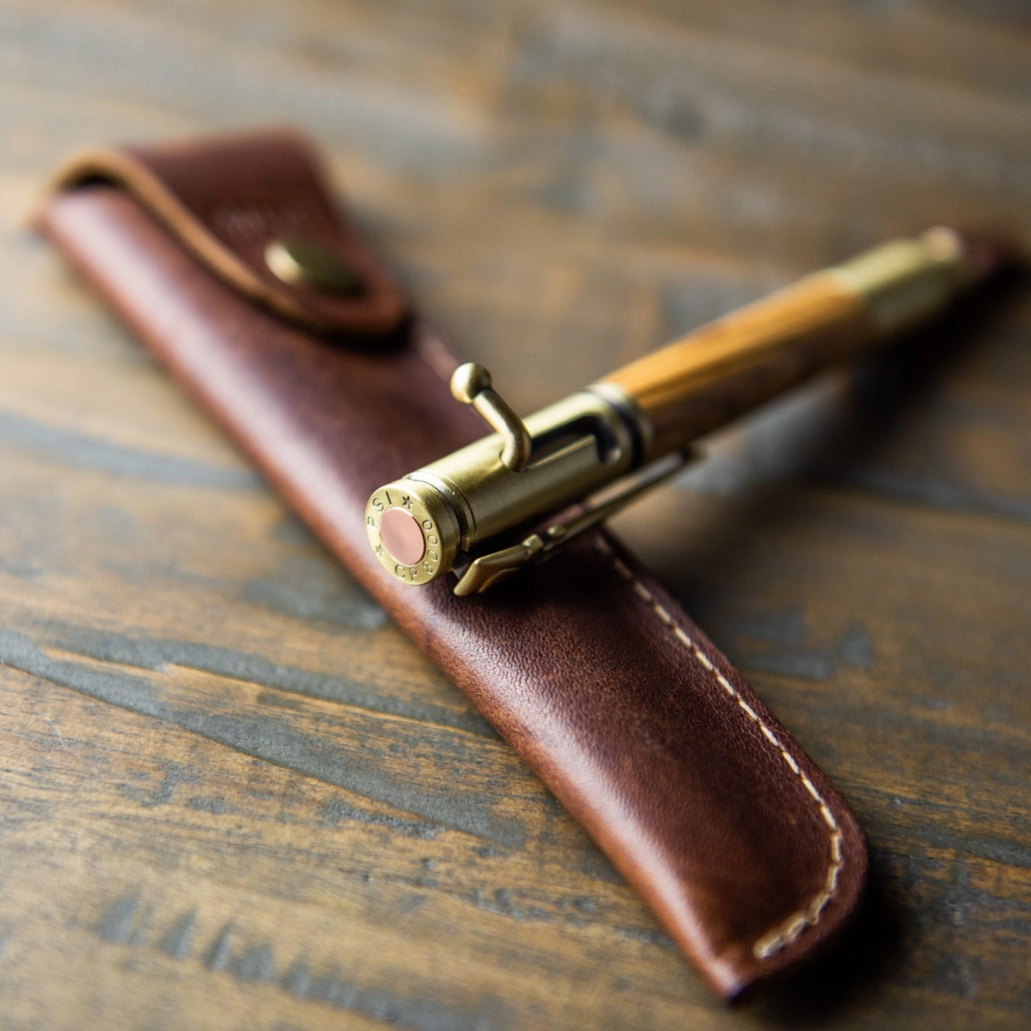 Bethlehem Olive Wood .30 Caliber Bolt Action Pen   Pen Sleeve