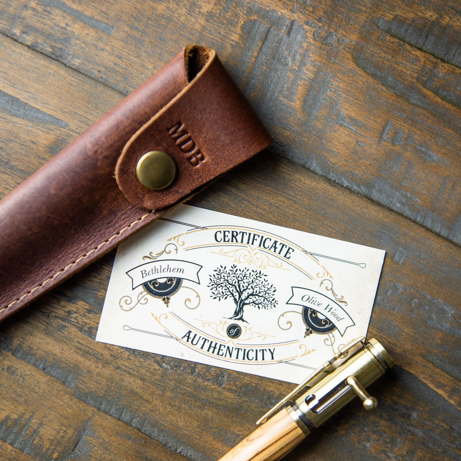Bethlehem Olive Wood .30 Caliber Bolt Action Pen   Pen Sleeve
