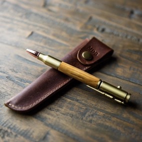 Bethlehem Olive Wood .30 Caliber Bolt Action Pen   Pen Sleeve