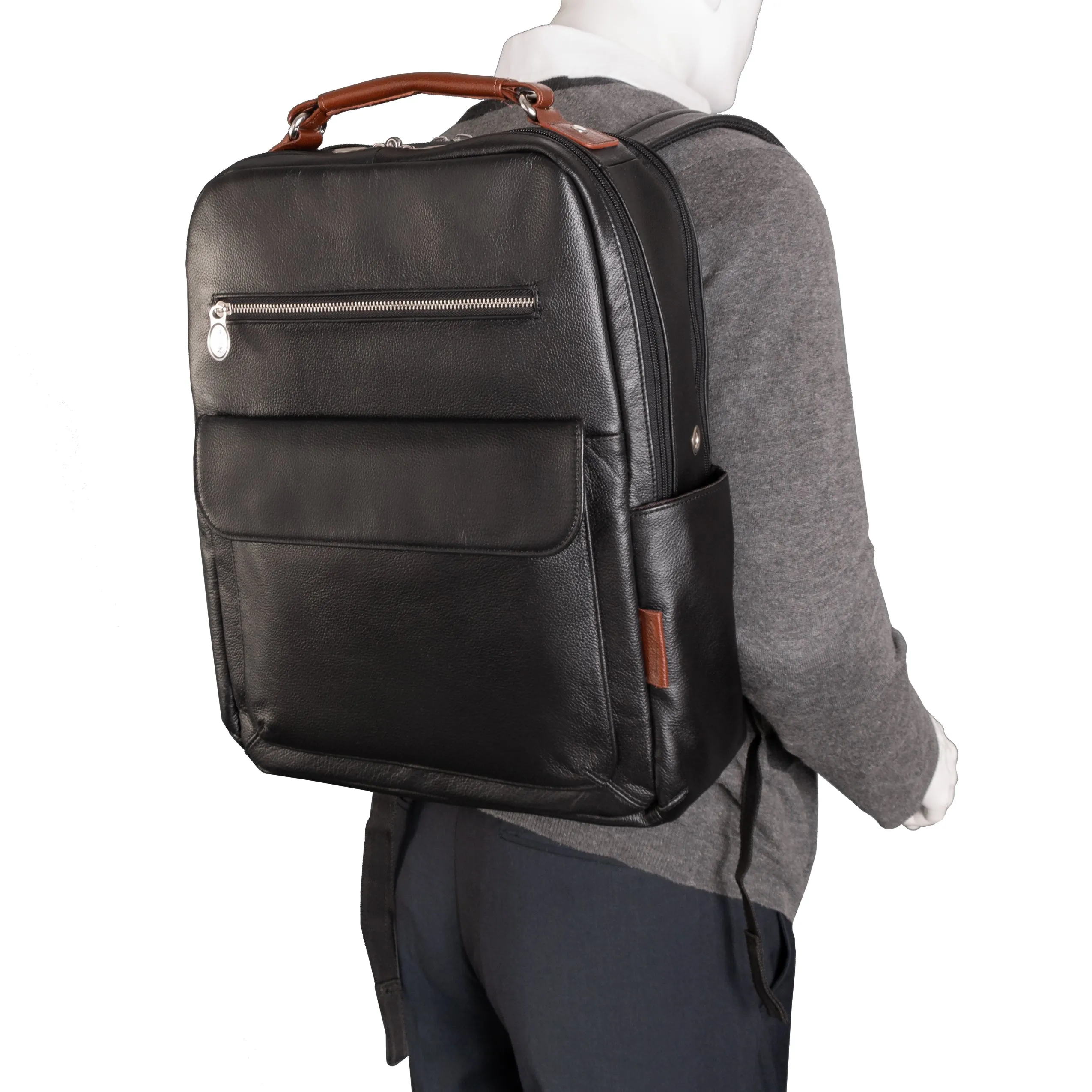 McKlein USA Logan 17" Leather Two-Tone Dual-Compartment Laptop & Tablet Backpack