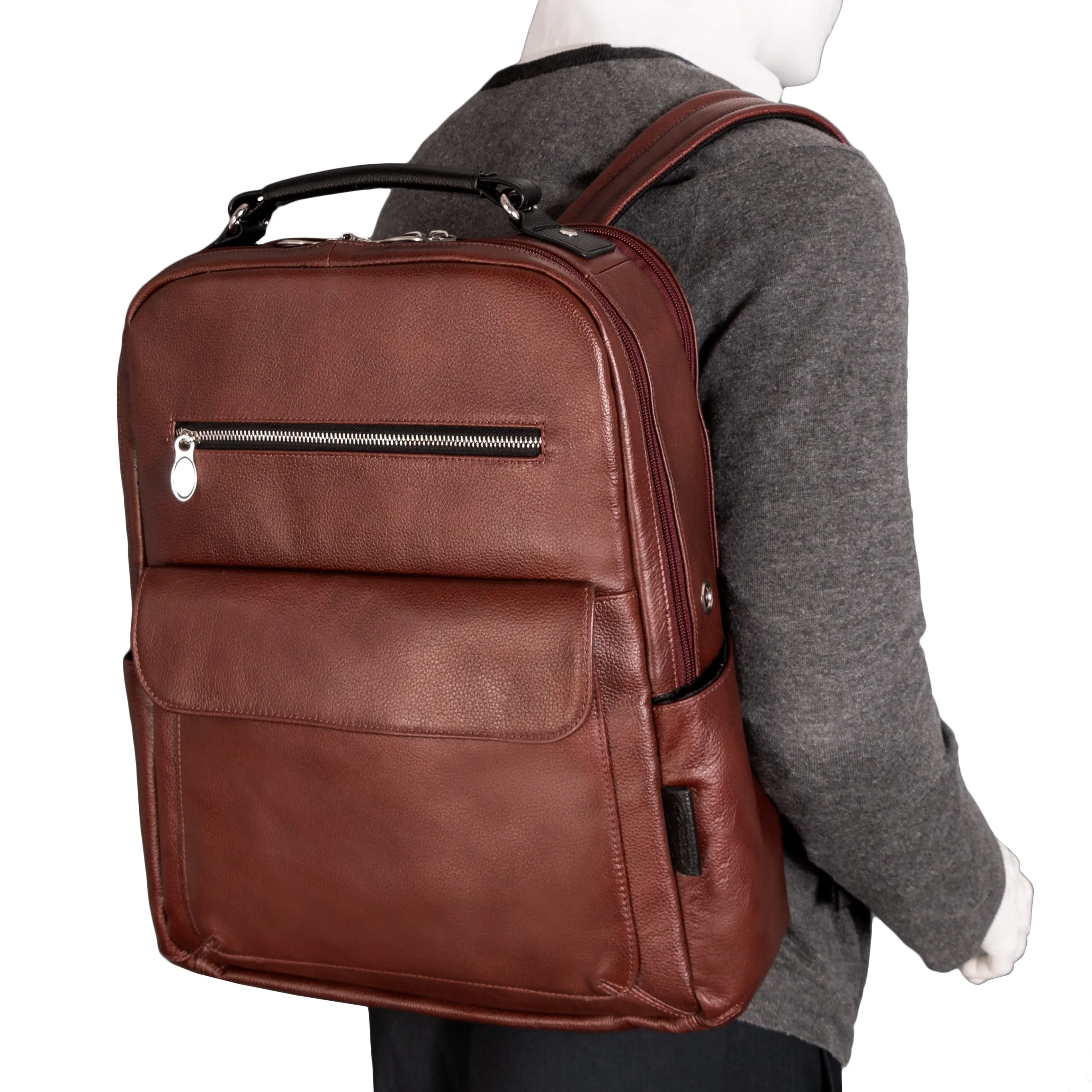 McKlein USA Logan 17" Leather Two-Tone Dual-Compartment Laptop & Tablet Backpack