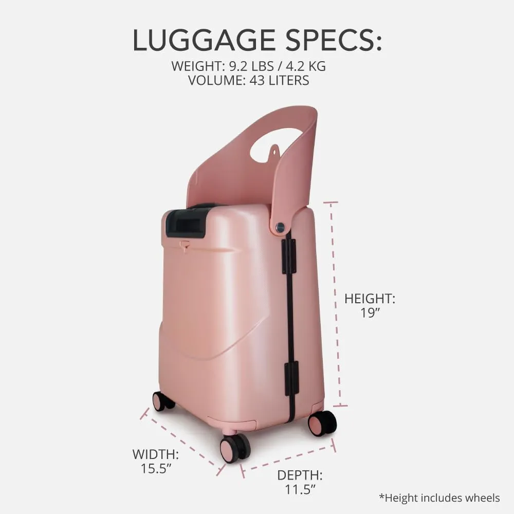 MiaMily 4-Wheel Carry On Luggage with Seat for Kids with Seat Belt
