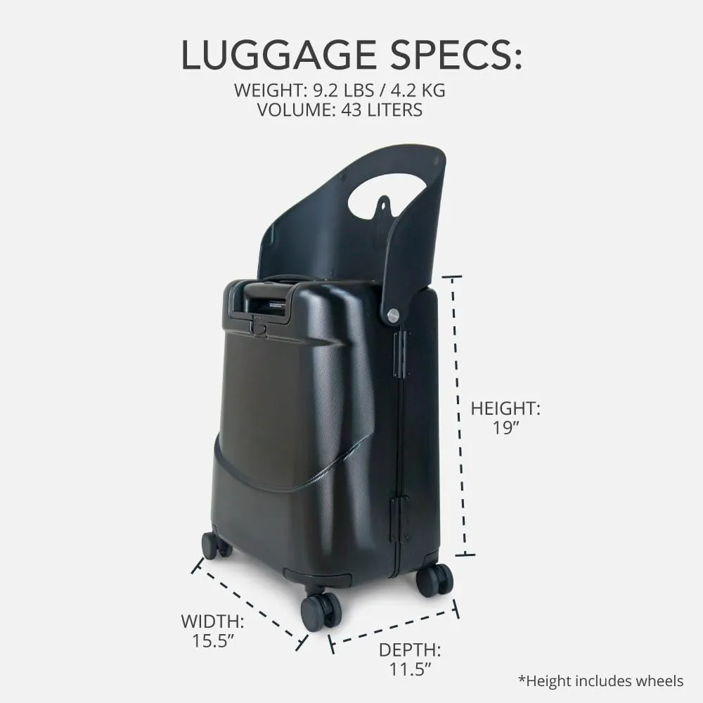 MiaMily 4-Wheel Carry On Luggage with Seat for Kids with Seat Belt