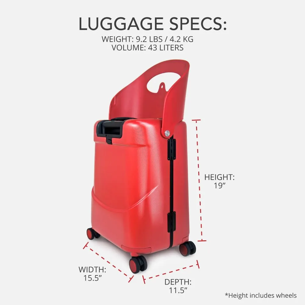 MiaMily 4-Wheel Carry On Luggage with Seat for Kids with Seat Belt
