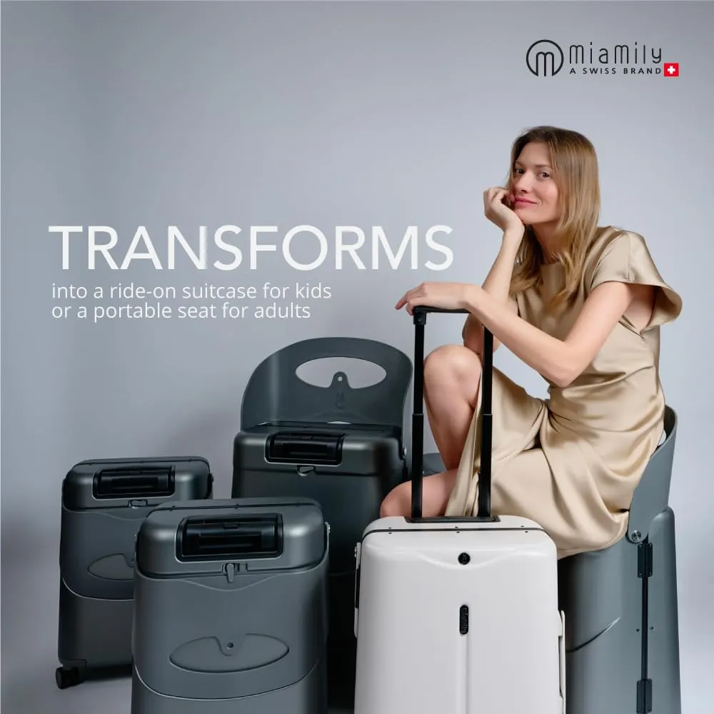 MiaMily 4-Wheel Carry On Luggage with Seat for Kids with Seat Belt