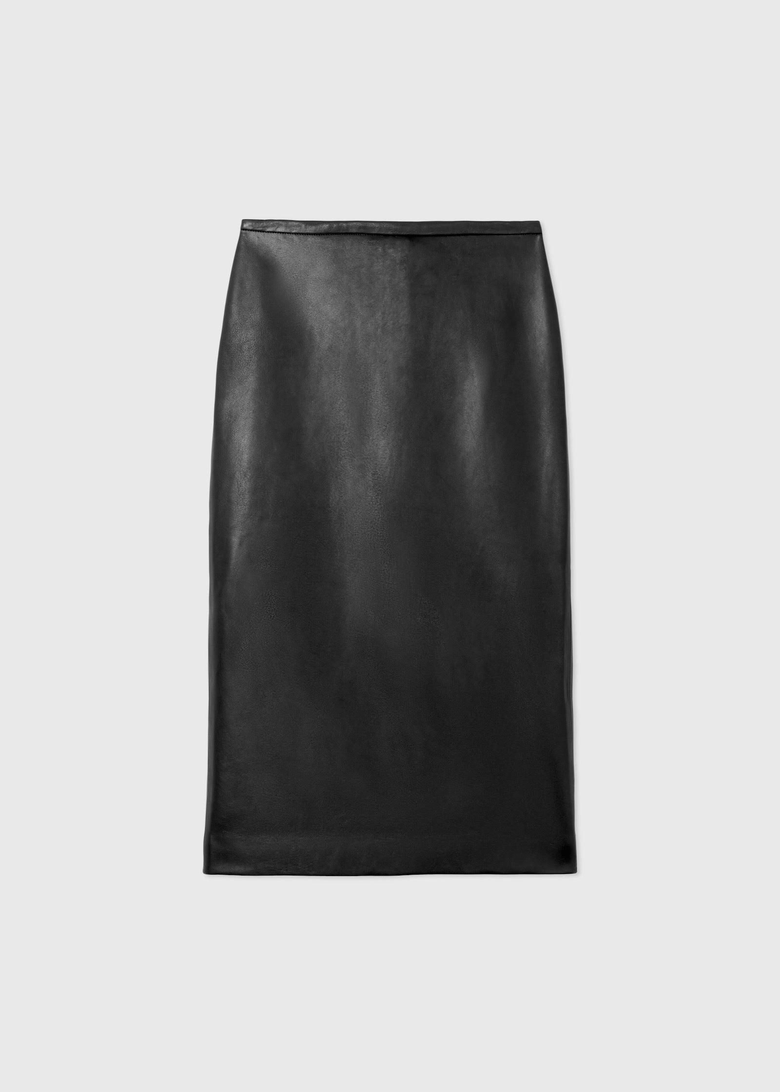 Midi Pencil Skirt in Leather - Black