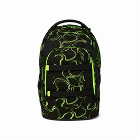 satch pack Schulrucksack ab 5. Klasse ergonomisch 30L Stauraum standfest Organisationstalent Green Supreme - Schwarz