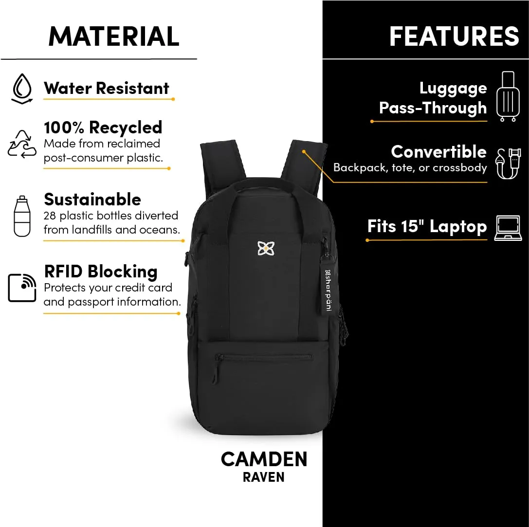 Sherpani Camden Convertible Backpack Tote for Women Fits 15 Inch Laptop
