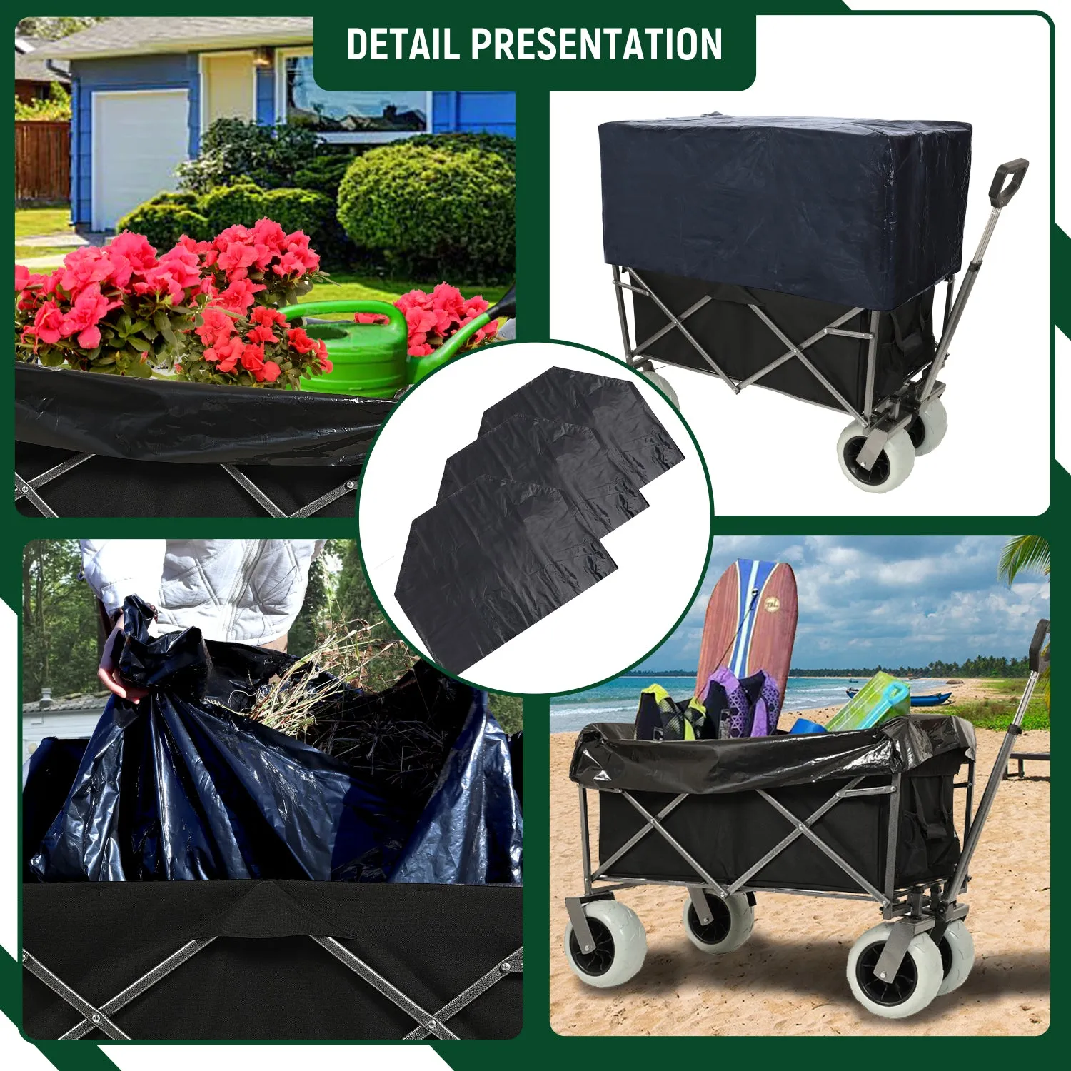 Streamdale Beach Wagon - Big Wheels, 500lbs Capacity, All Terrain, Black