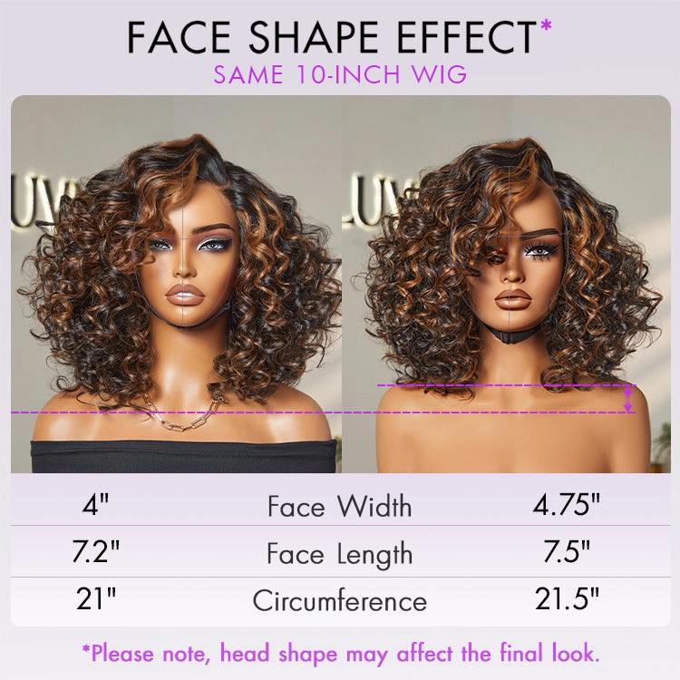 Weekly Special | Effortless Elegance Brown Highlight / Natural Black Bouncy Curly Wig Minimalist HD Lace Glueless Wig Pre-Cut Lace